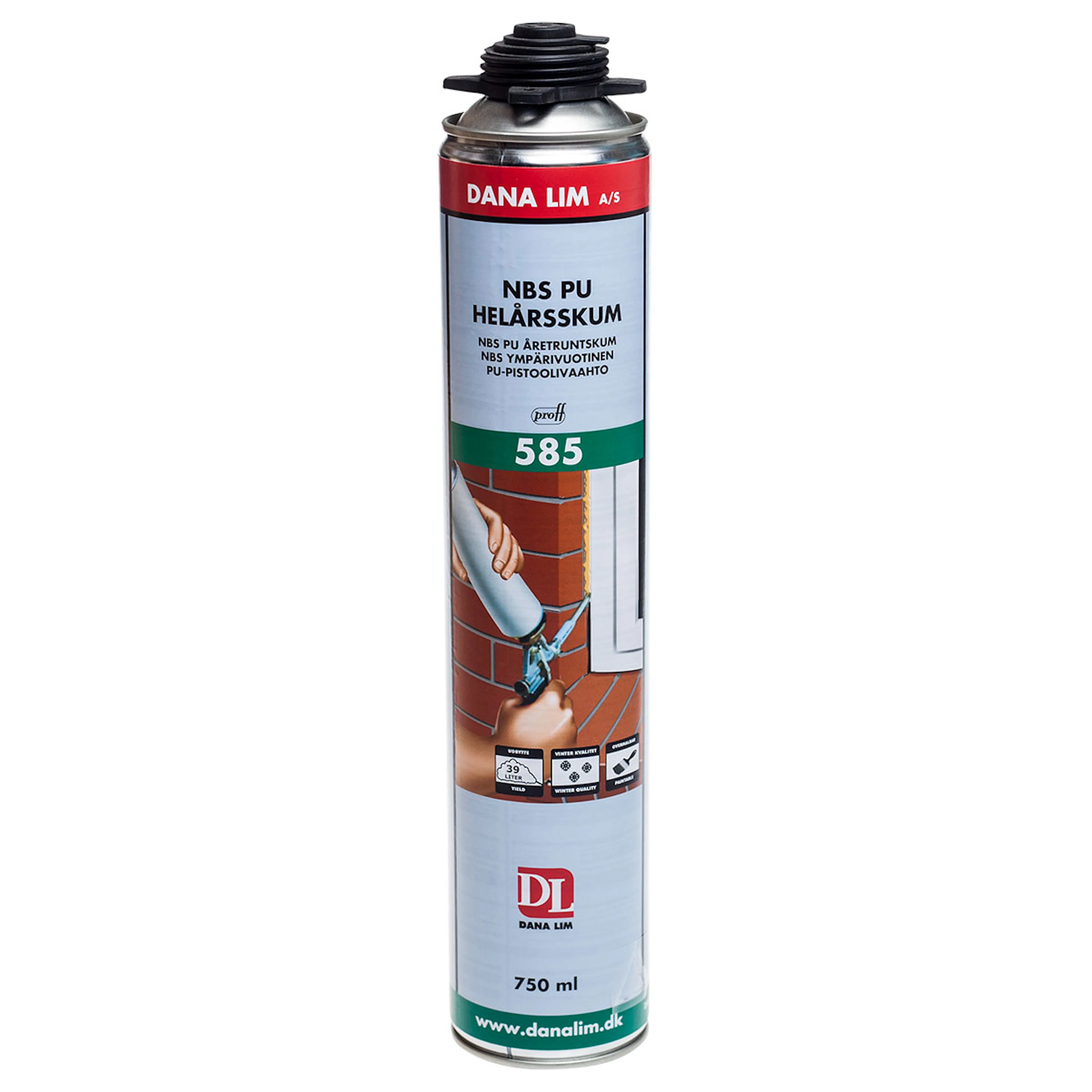 Pistolskum Danalim Prof 585 Byggfog & Butyltätning Polyuretan 750 ml