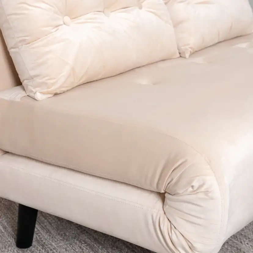 Vicky Folding Bed Double - Black / Beige Velvet Beige