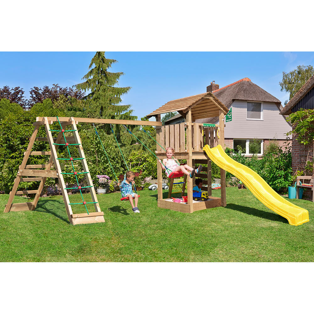 Lektorn Jungle Gym Cottage 2.1 Klättermodul Gul Rutschkana