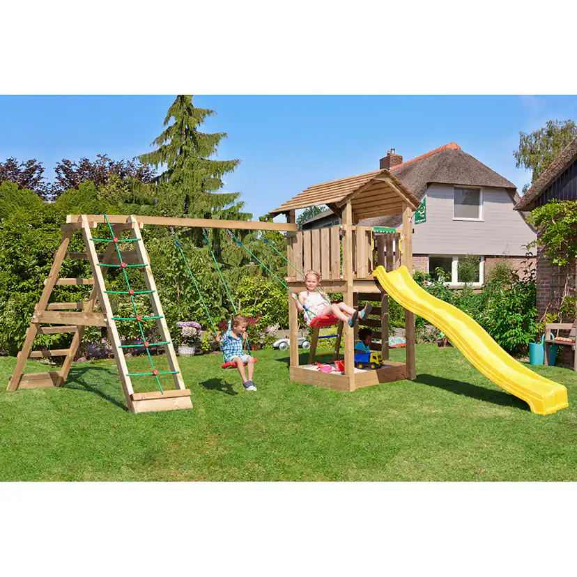 Lektorn Jungle Gym Cottage 2.1 Klättermodul Gul Rutschkana