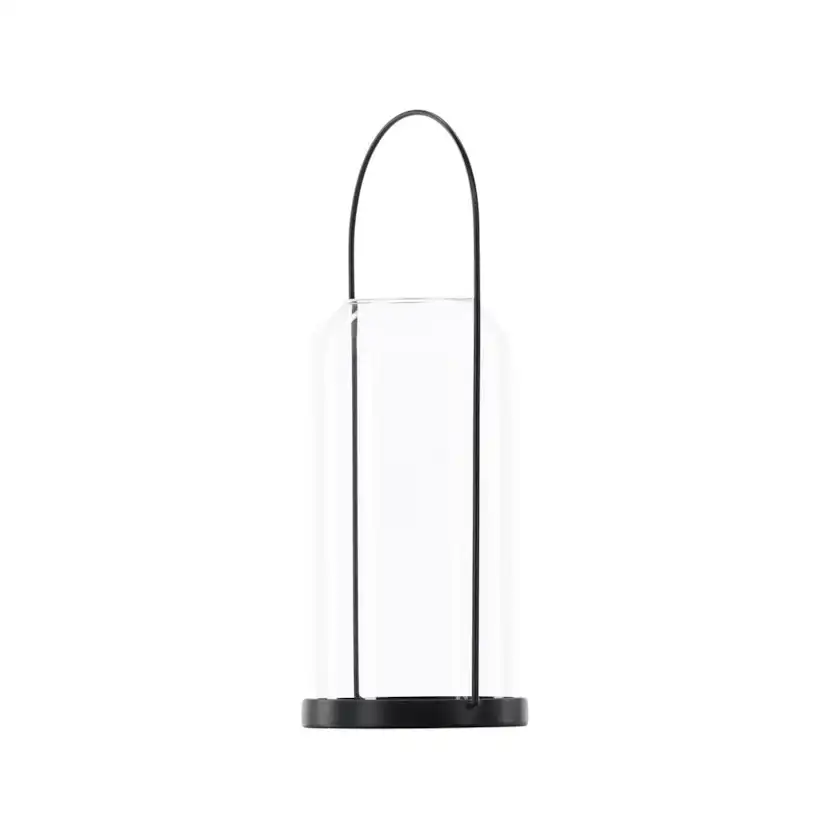 Flora Lantern - Black/Clear Glass - H35*13cm Diamater: 130 mm
