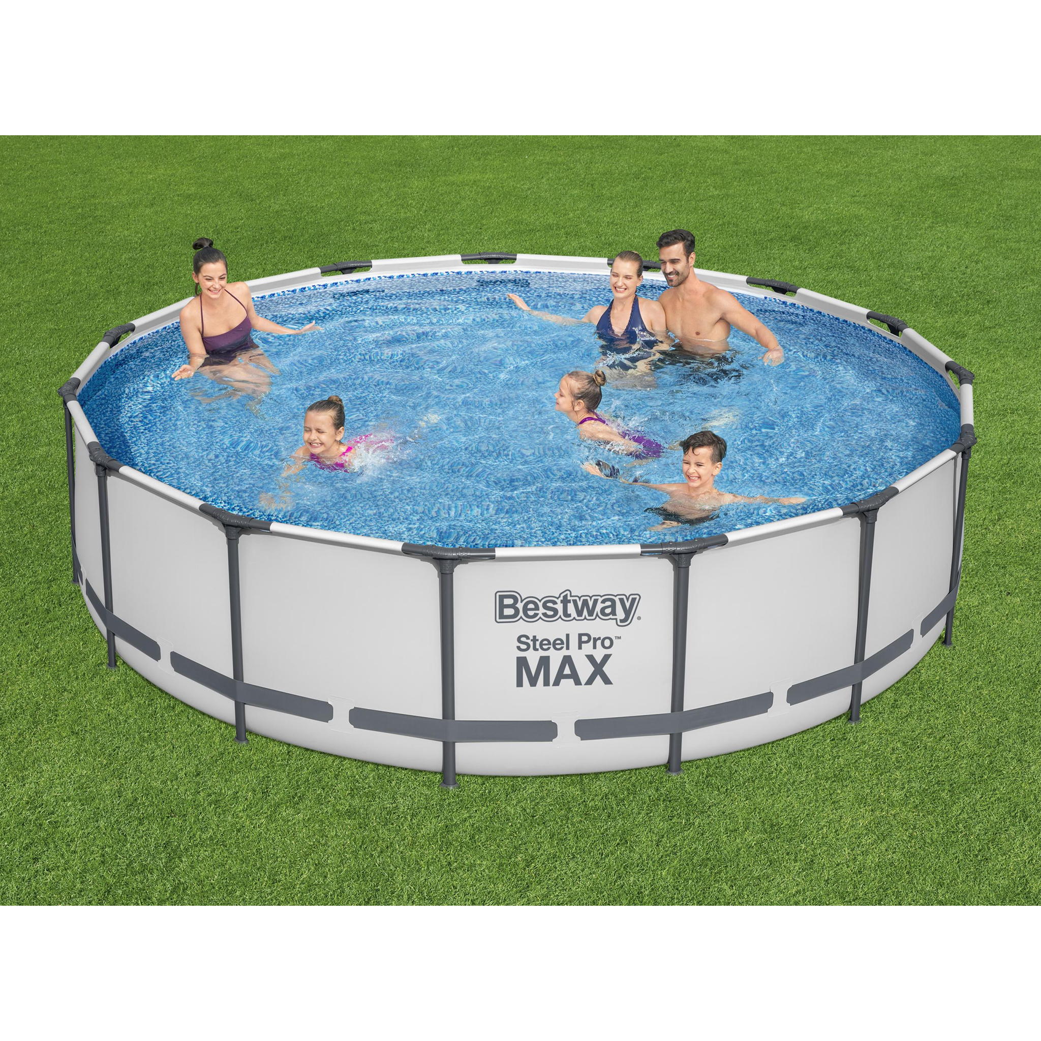 Poolpaket Bestway Steel Pro Max Ø4,57m Stålramspool Ovanmark med Filterpump