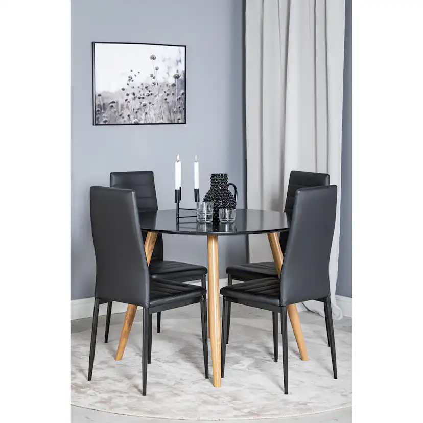 Matgrupp Venture Home Plaza Ø100 cm med 4st Slim Matstolar