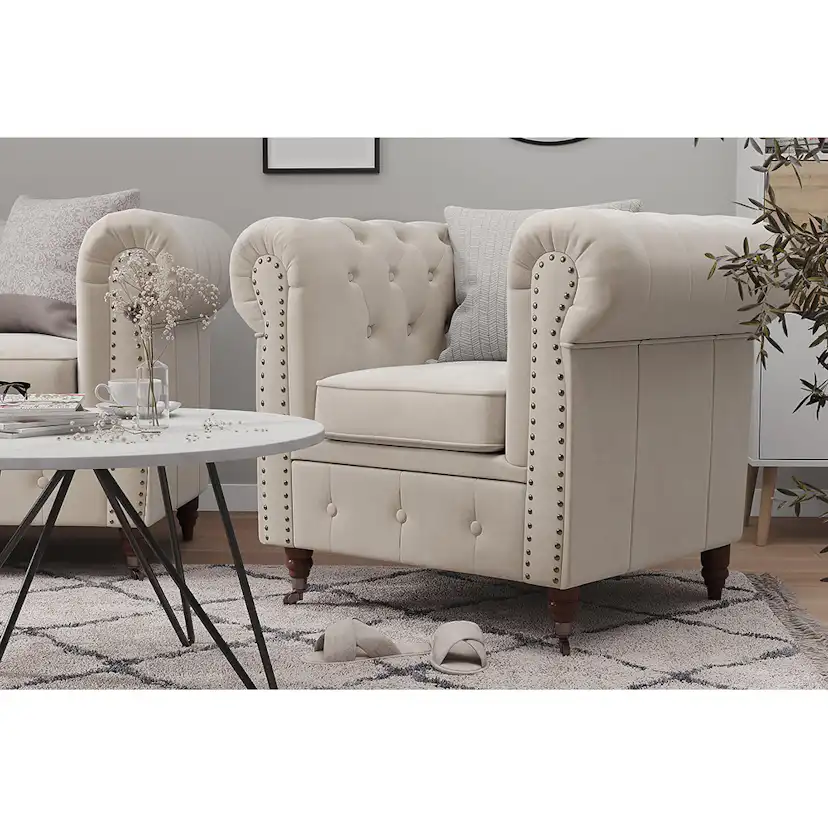 Fotpall Manor House Chesterfield Deluxe Sammet