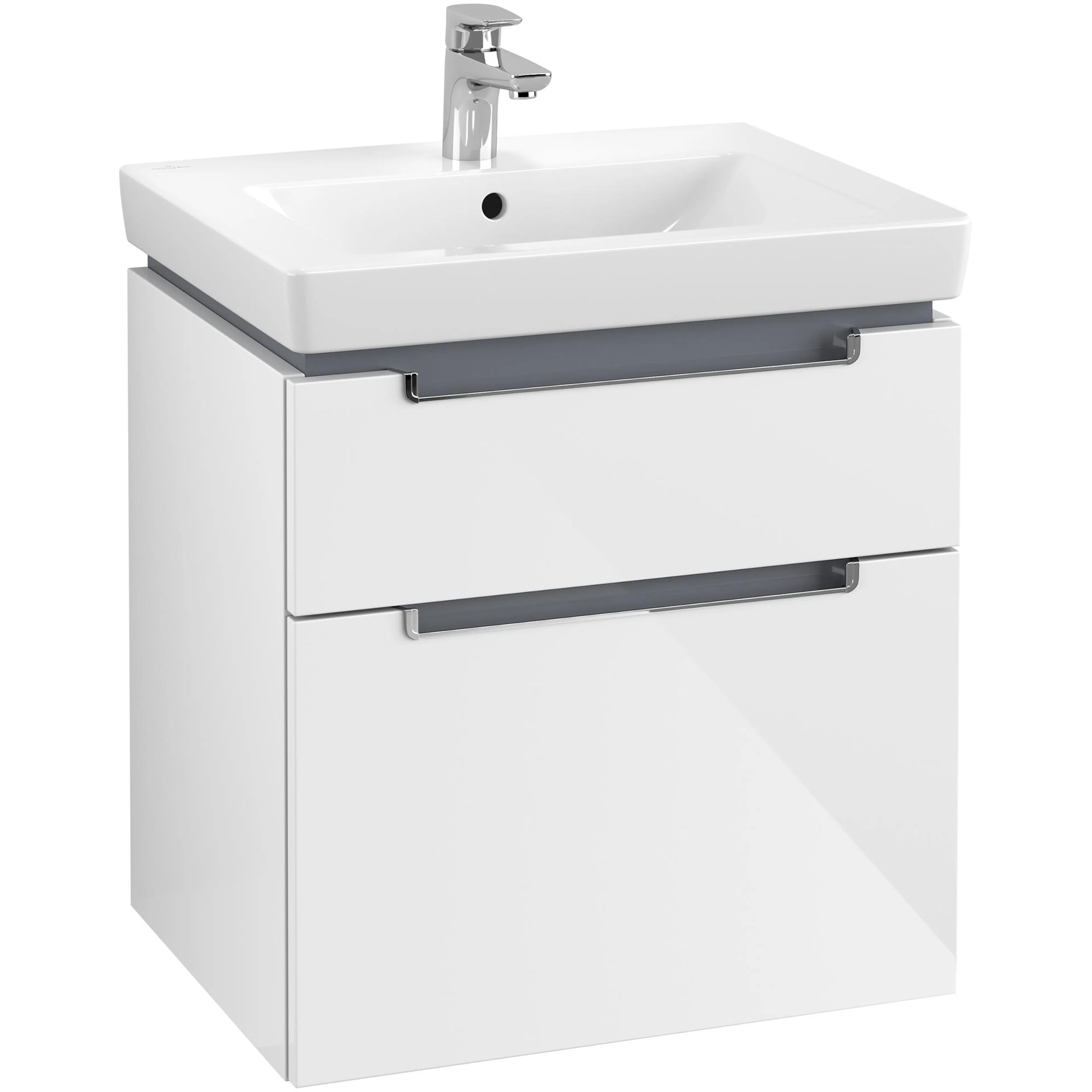 Tvättställsskåp Villeroy & Boch Subway 2.0 A90910DH Vit Högblank med Handtag i Blank Krom B: 587 mm