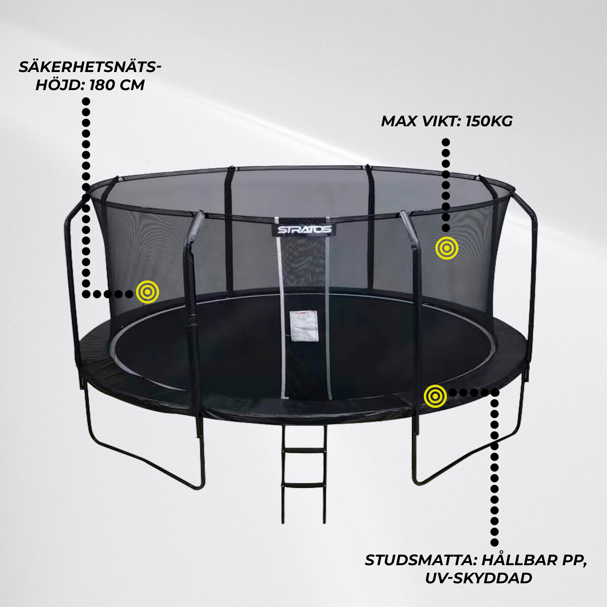 Studsmatta Stratos Premium Black Line 488 cm