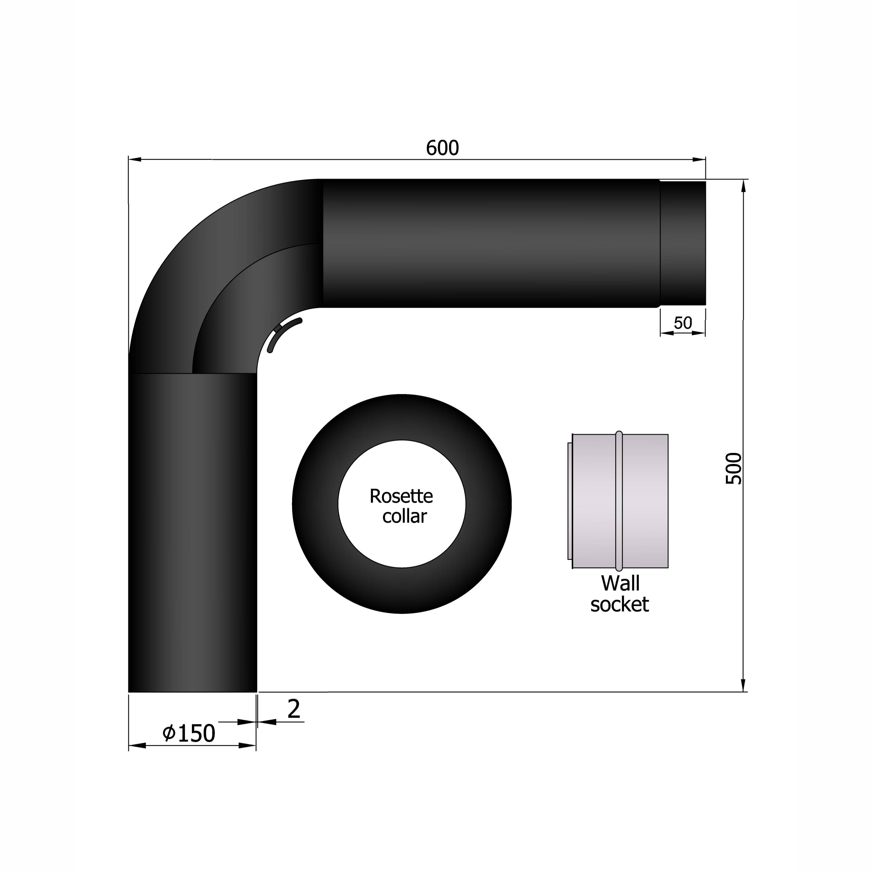 Rökrör Kaminexperten Rund Komplett