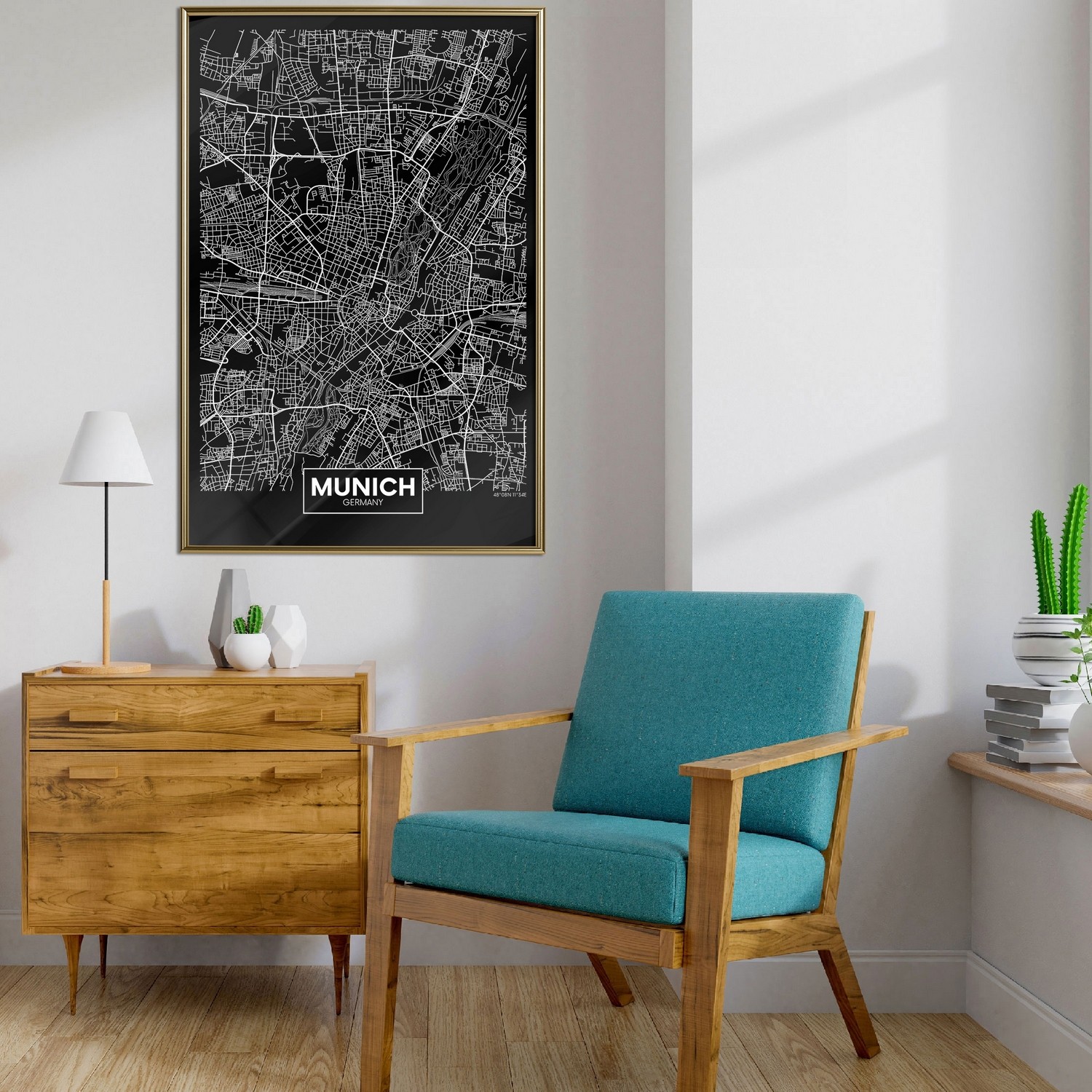 Poster Artgeist Affisch Dark Map of Munich