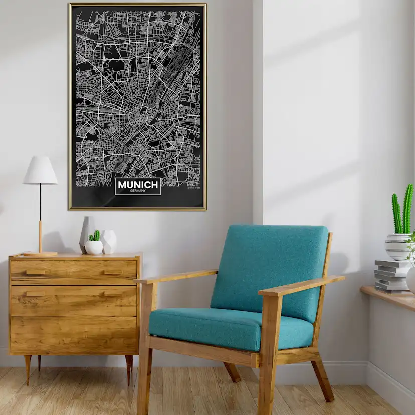 Poster Artgeist Affisch Dark Map of Munich