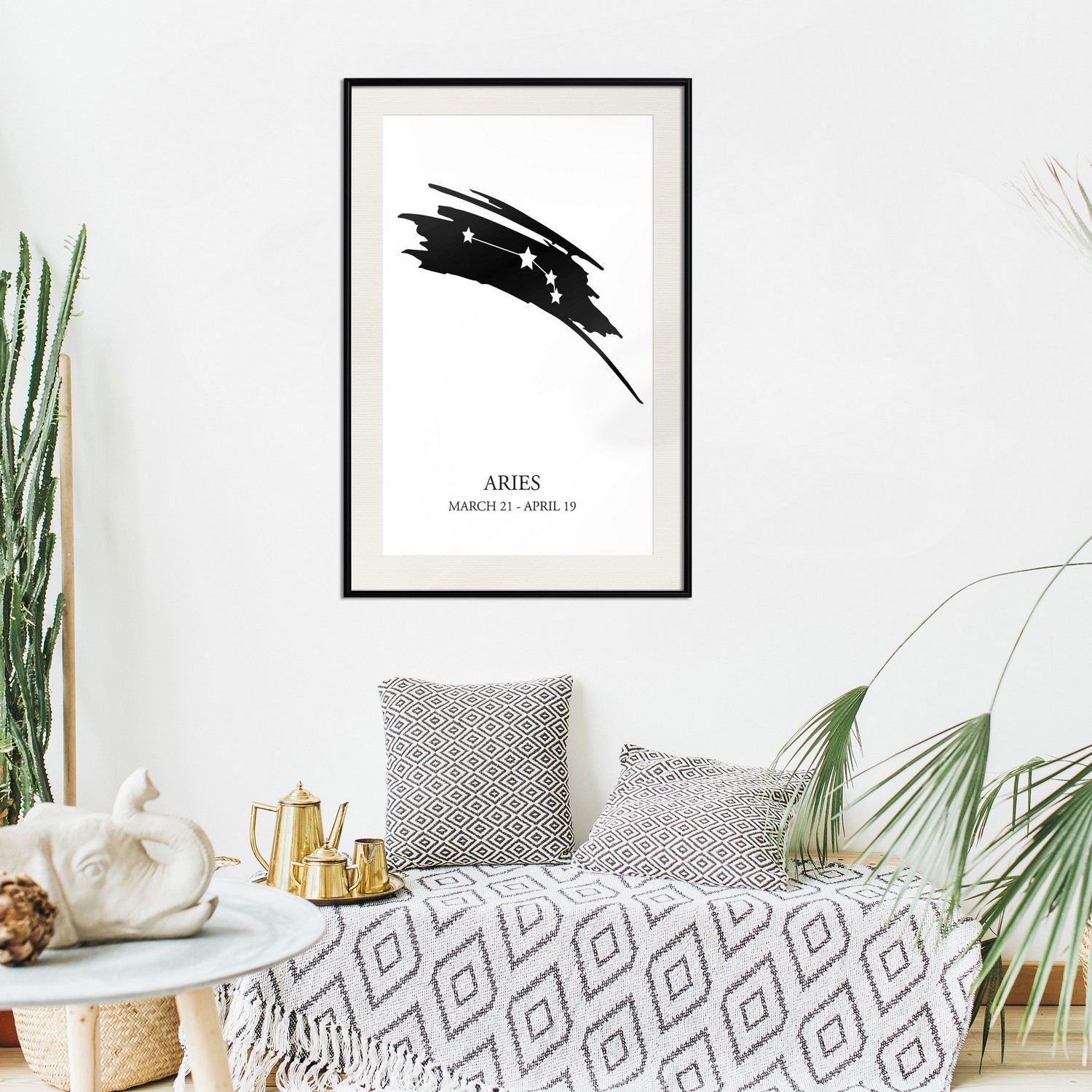 Affisch - Zodiac Signs: Aries [Poster] 40x60 Svart ram med passepartout, 40x60 cm
