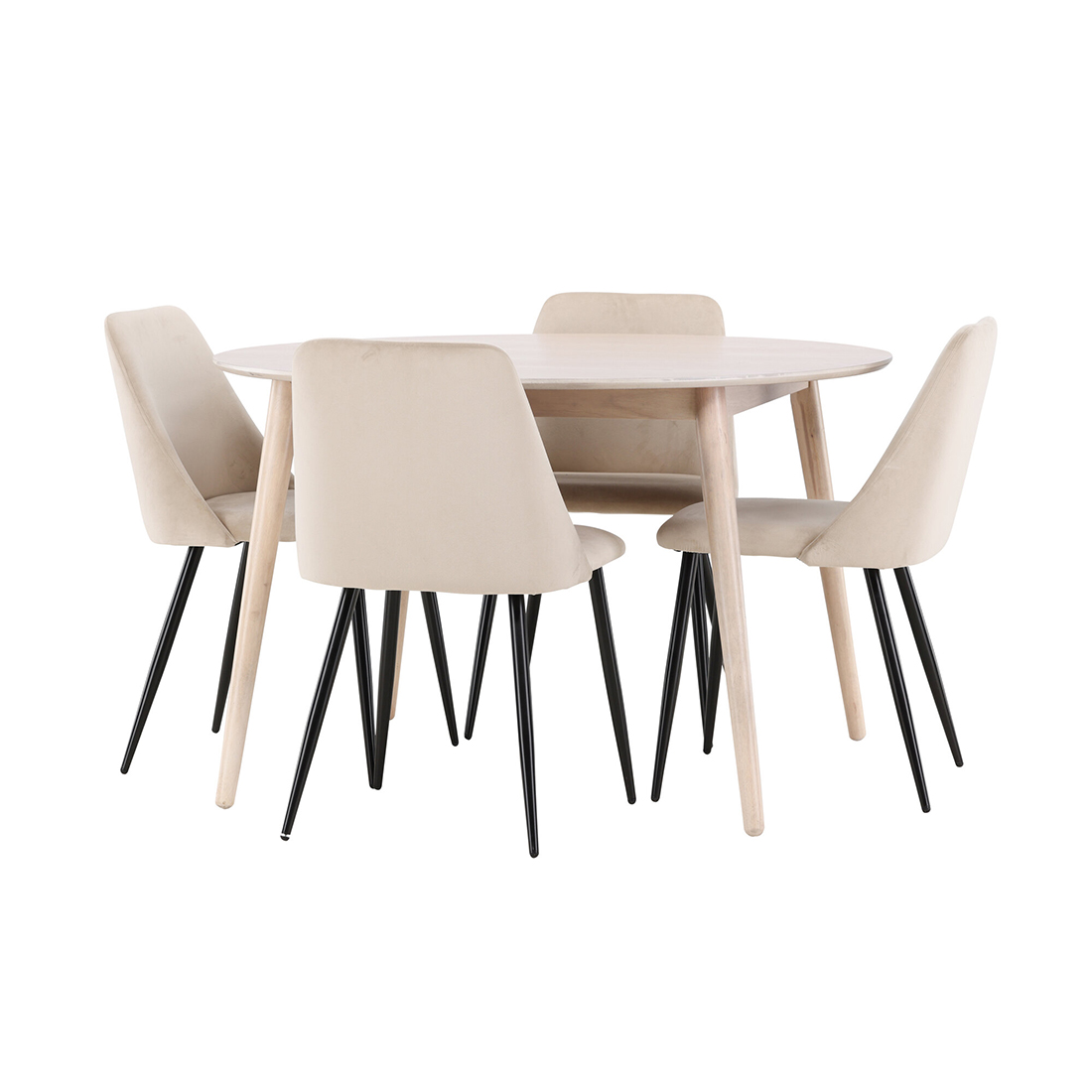 Matgrupp Venture Home Flora Ø120 cm med 4st Night Matstolar