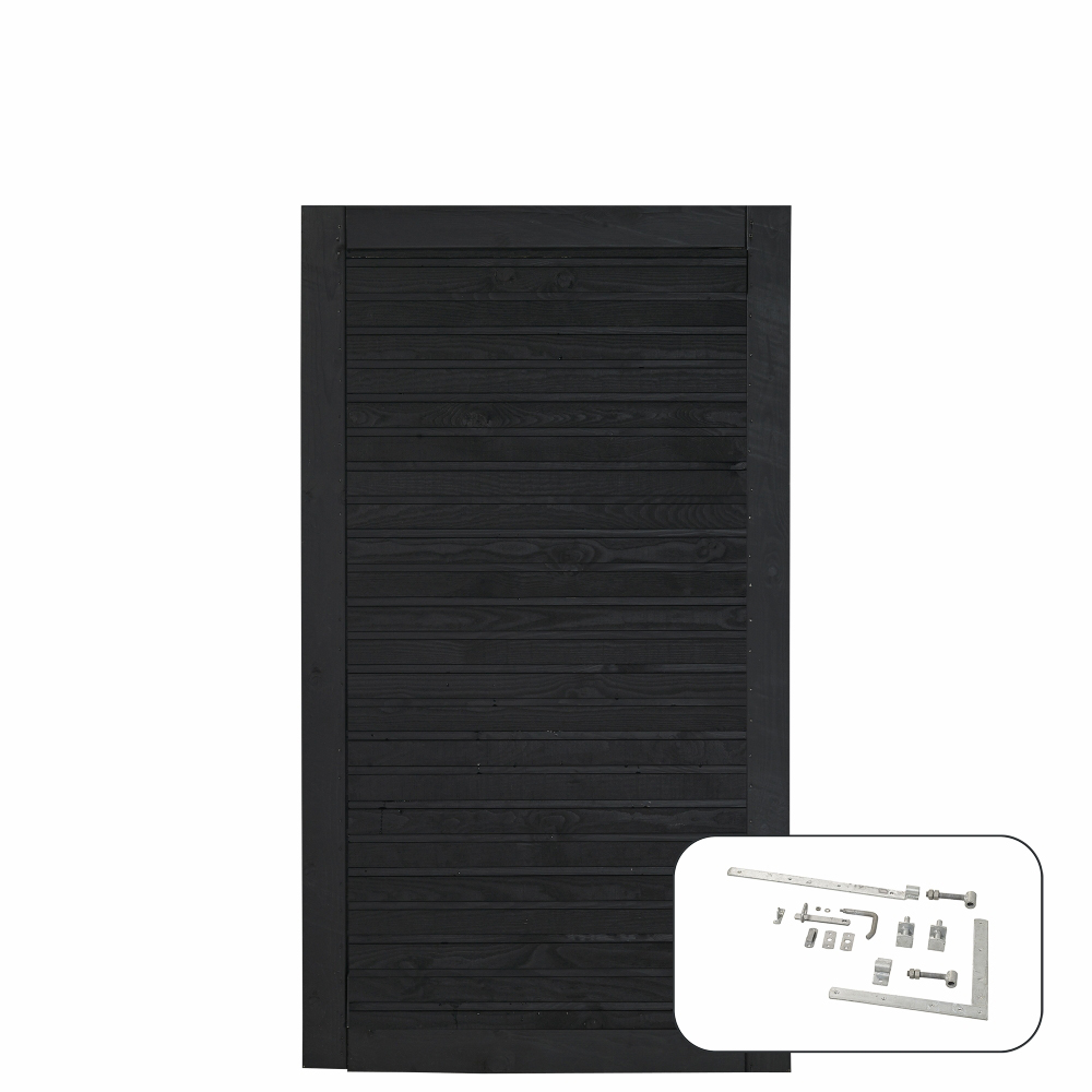 PLUS Plank Profilstaket inkl. glas Svart