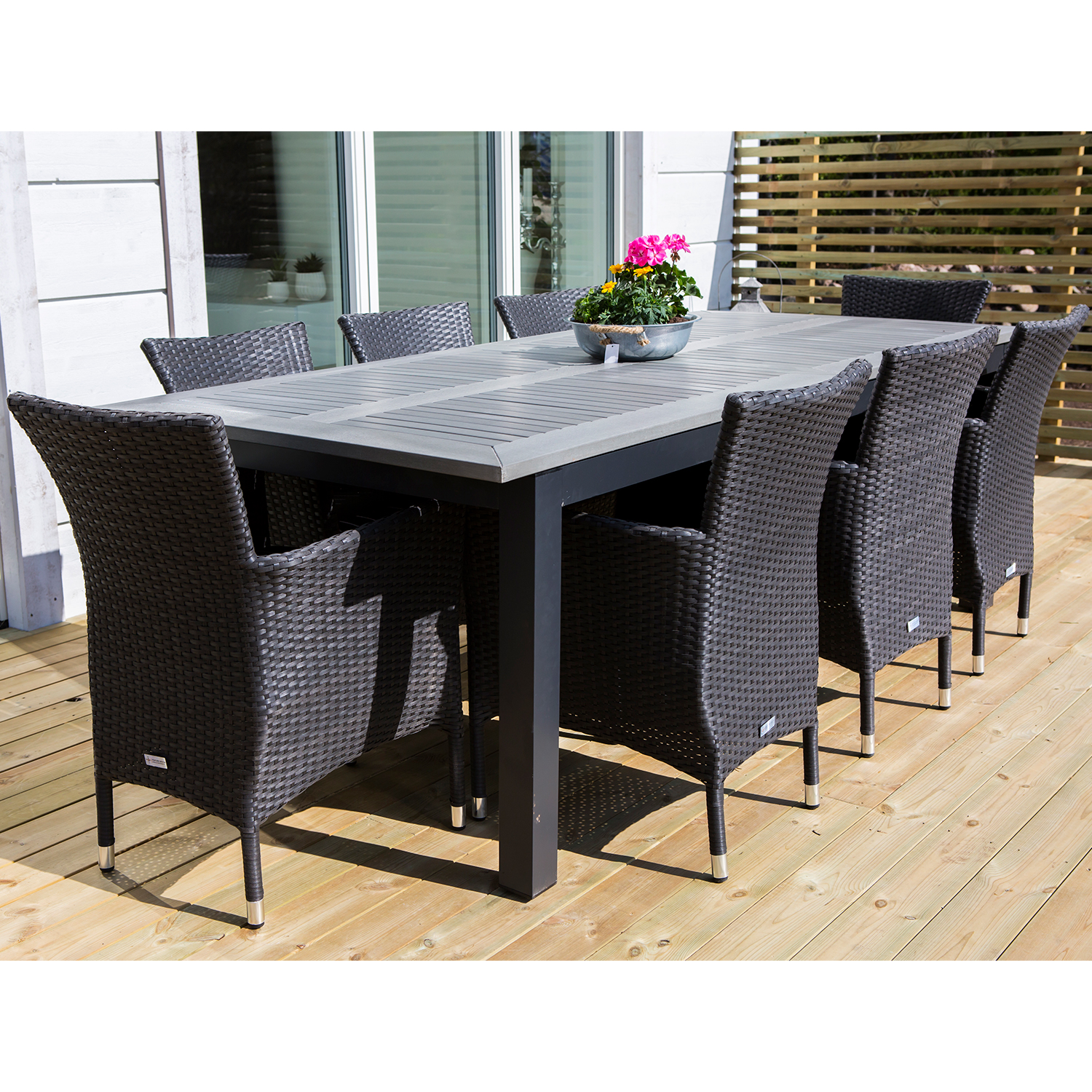 Matgrupp Utomhus Venture Home Albany 224-324x100 cm med 10 Malin KarmTrädgårdsstolar