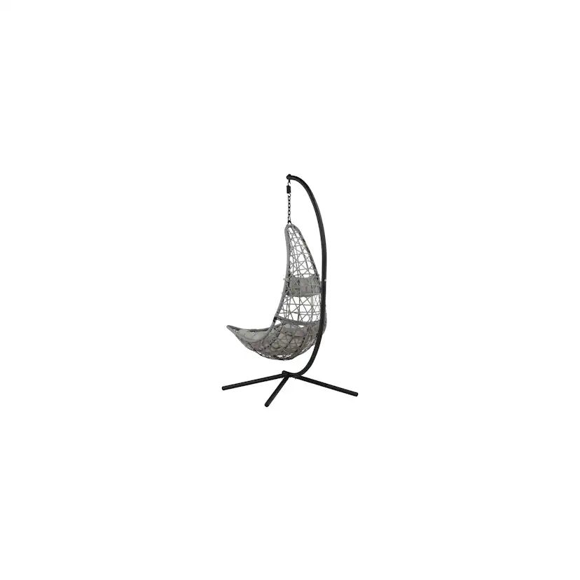 Edinburgh Hanging chair - Black frame/grey wicker/grey cushi Grå