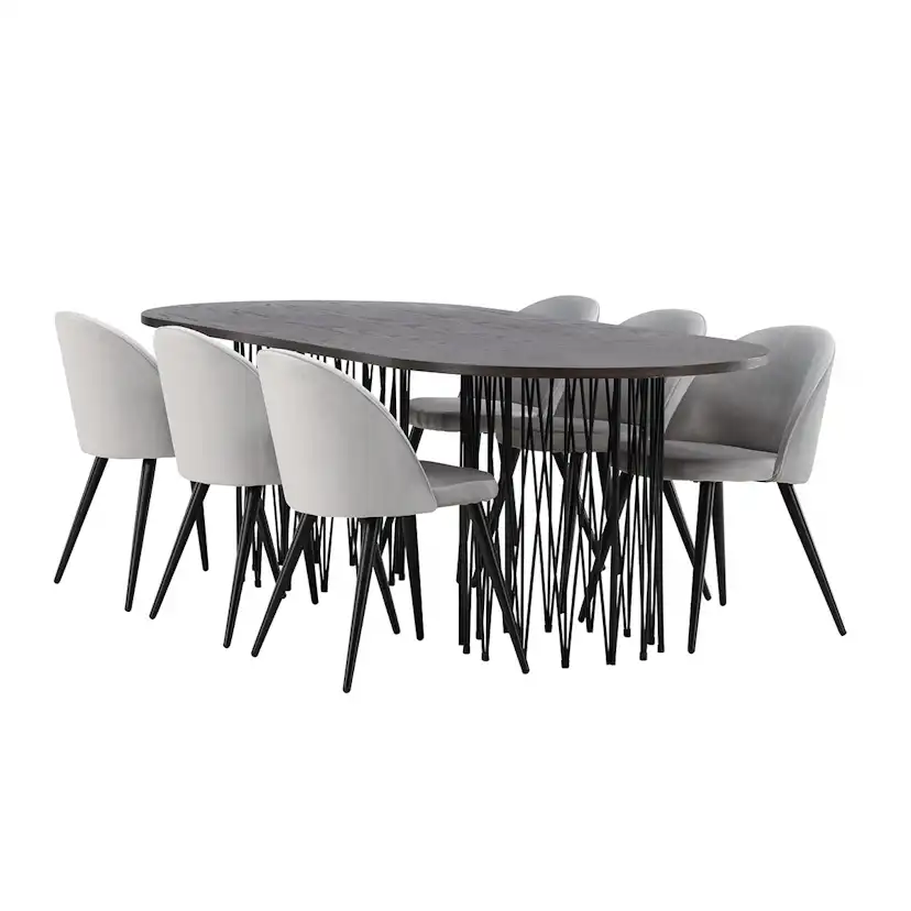 Matgrupp furniture/fashion Stone med 6 Velvet Stolar