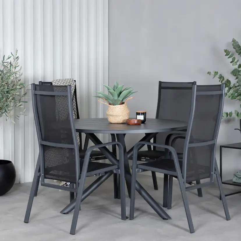 Alma Dining Table - Black Alu - ø120cm+Copacabana Recliner C Svart