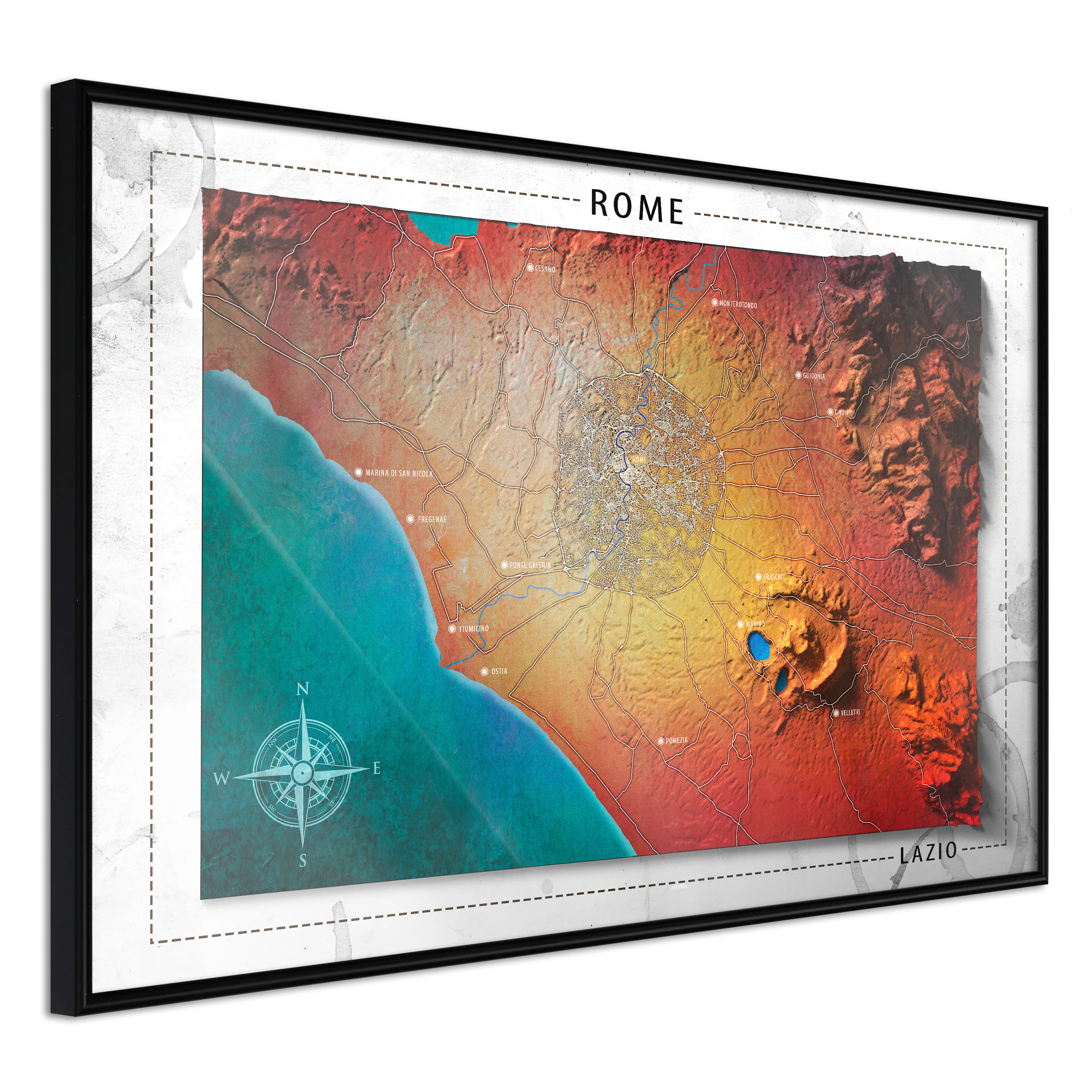 Affisch - Isometric Map: Rome [Poster] 60x40 Svart ram, 60x40 cm
