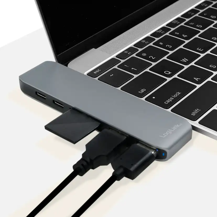 Adapter LogiLink Dual USB-C 7-in1 Hub PD 100W