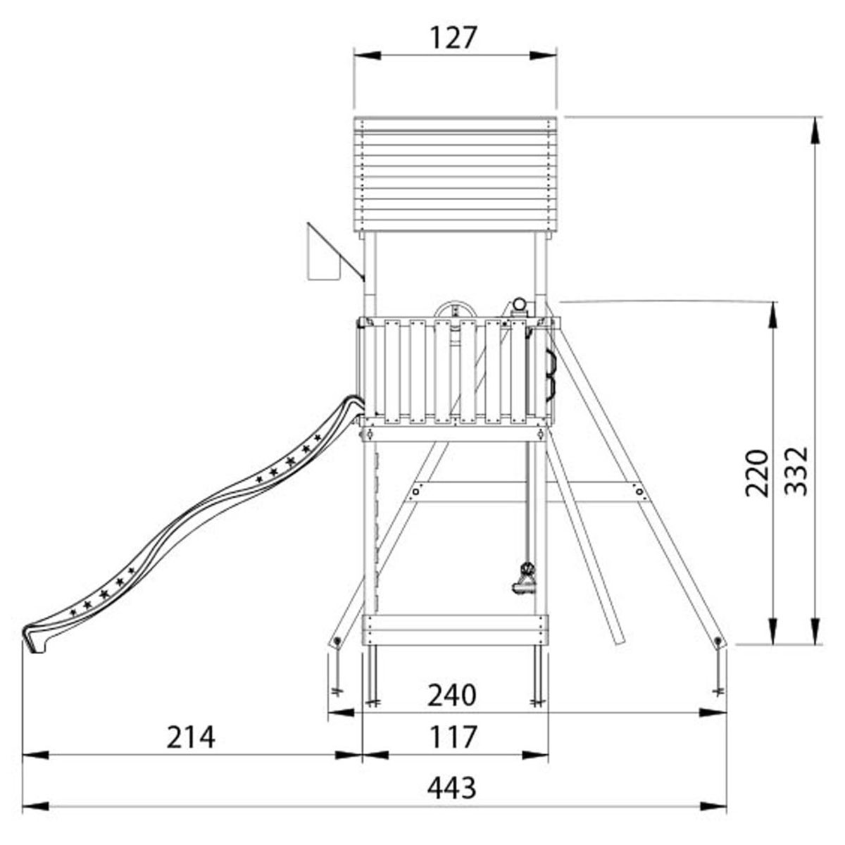 Lektorn Jungle Gym Mansion 2.1 Klättermodul Blå Rutschkana