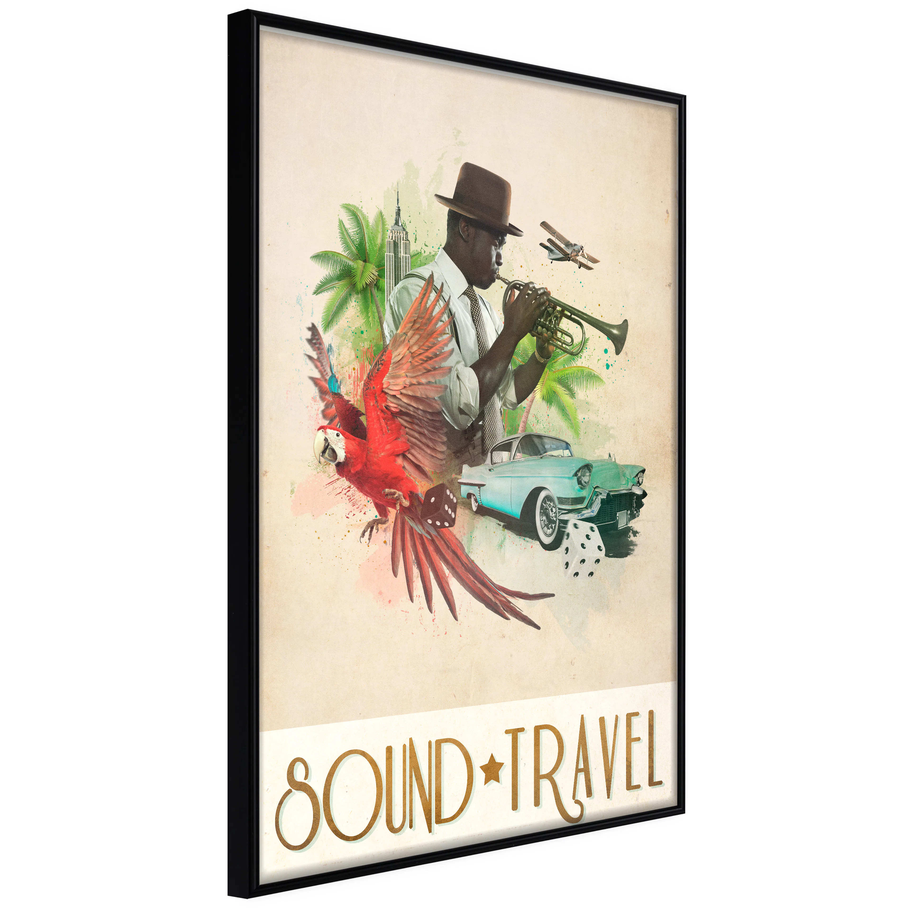 Affisch - Sound Travel [Poster] 40x60 Svart ram, 40x60 cm