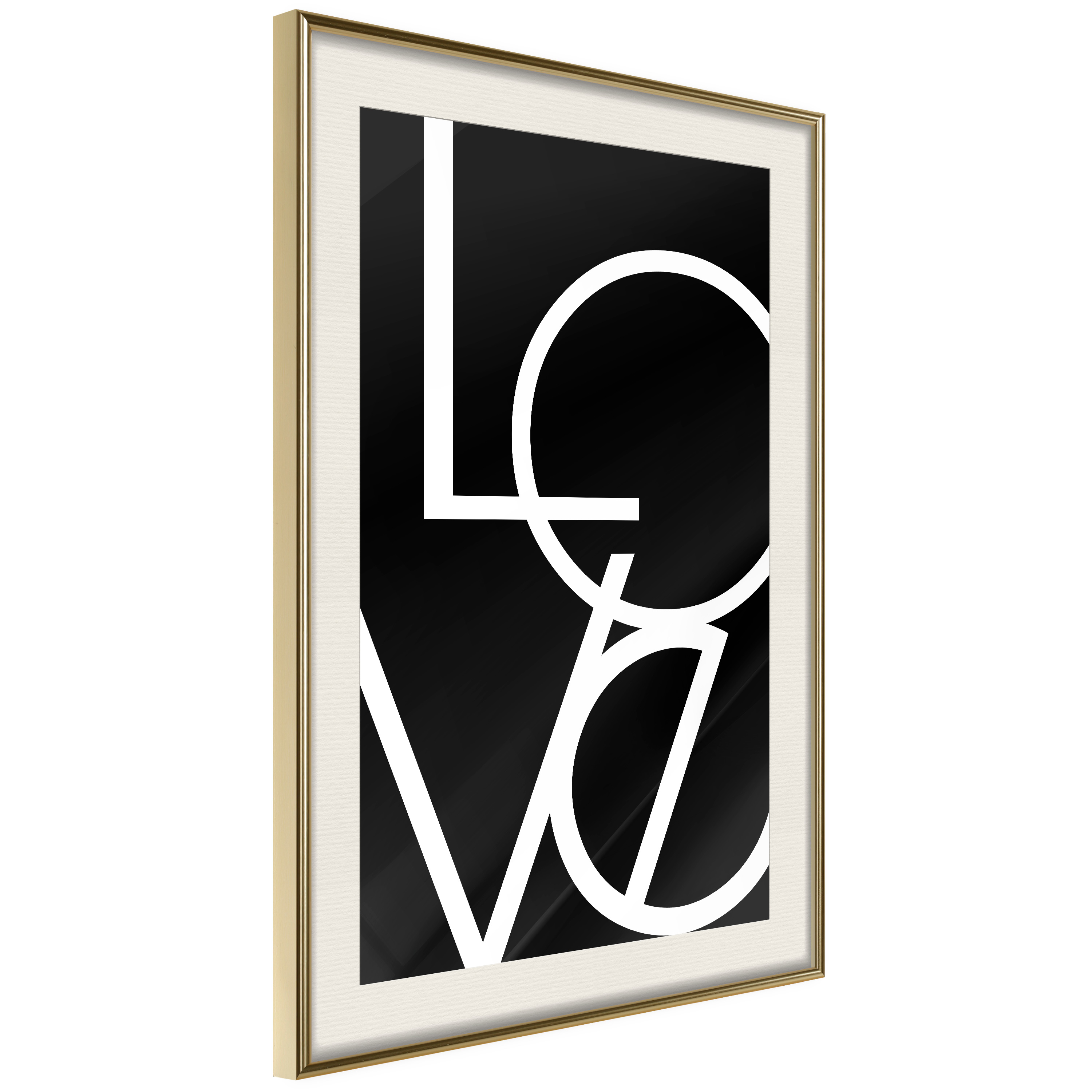 Affisch - Black and White: Love [Poster] 40x60 Guld ram med passepartout, 40x60 cm