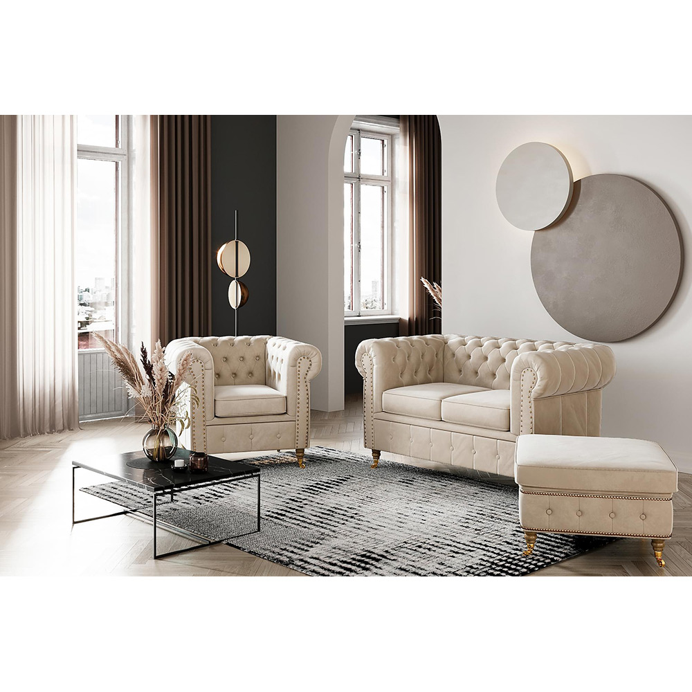 Fotpall Manor House Chesterfield Deluxe Sammet