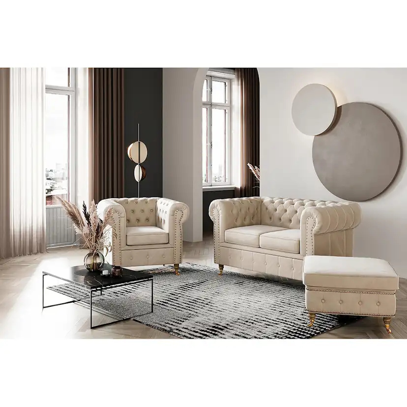 Fotpall Manor House Chesterfield Deluxe Sammet