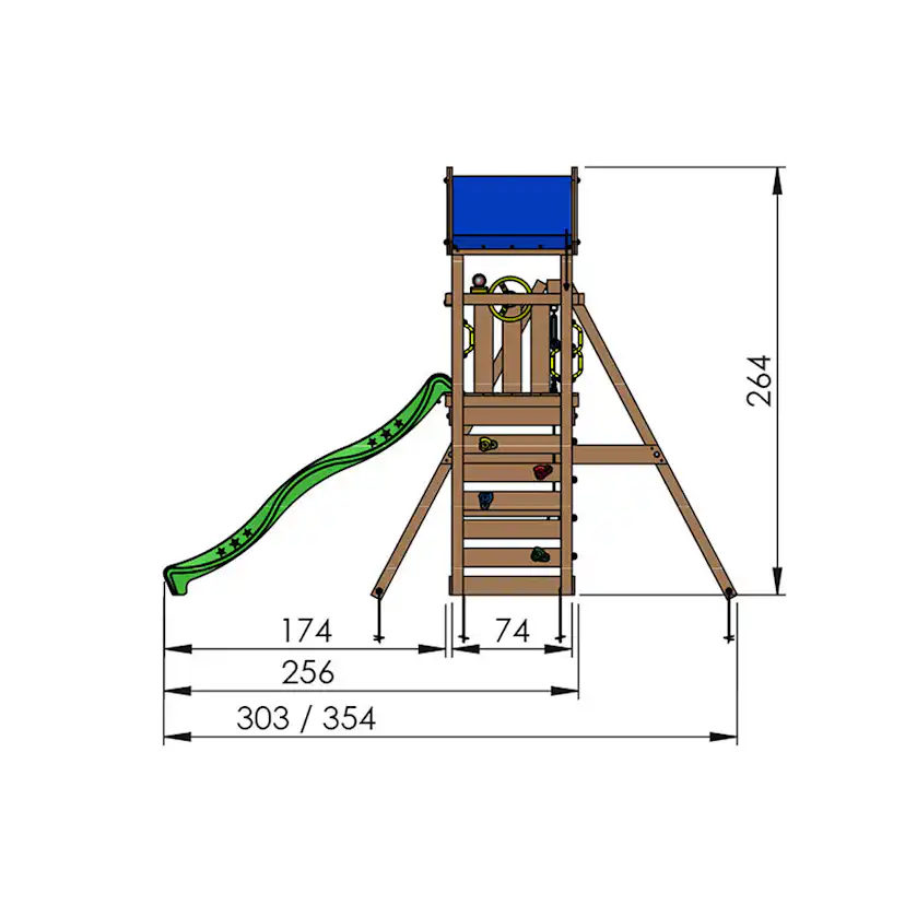 Gungställning Jungle Gym Patio Med 2 Gungor & Blå Rutschkana