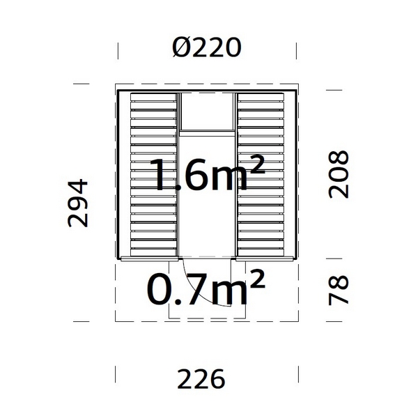 Bastutunna Palmako Anita 1,6, 0,7 m2 Med Glasvägg