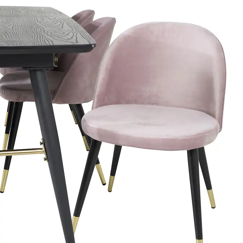 Matgrupp Venture Home Gold med 6 Velvet Stolar