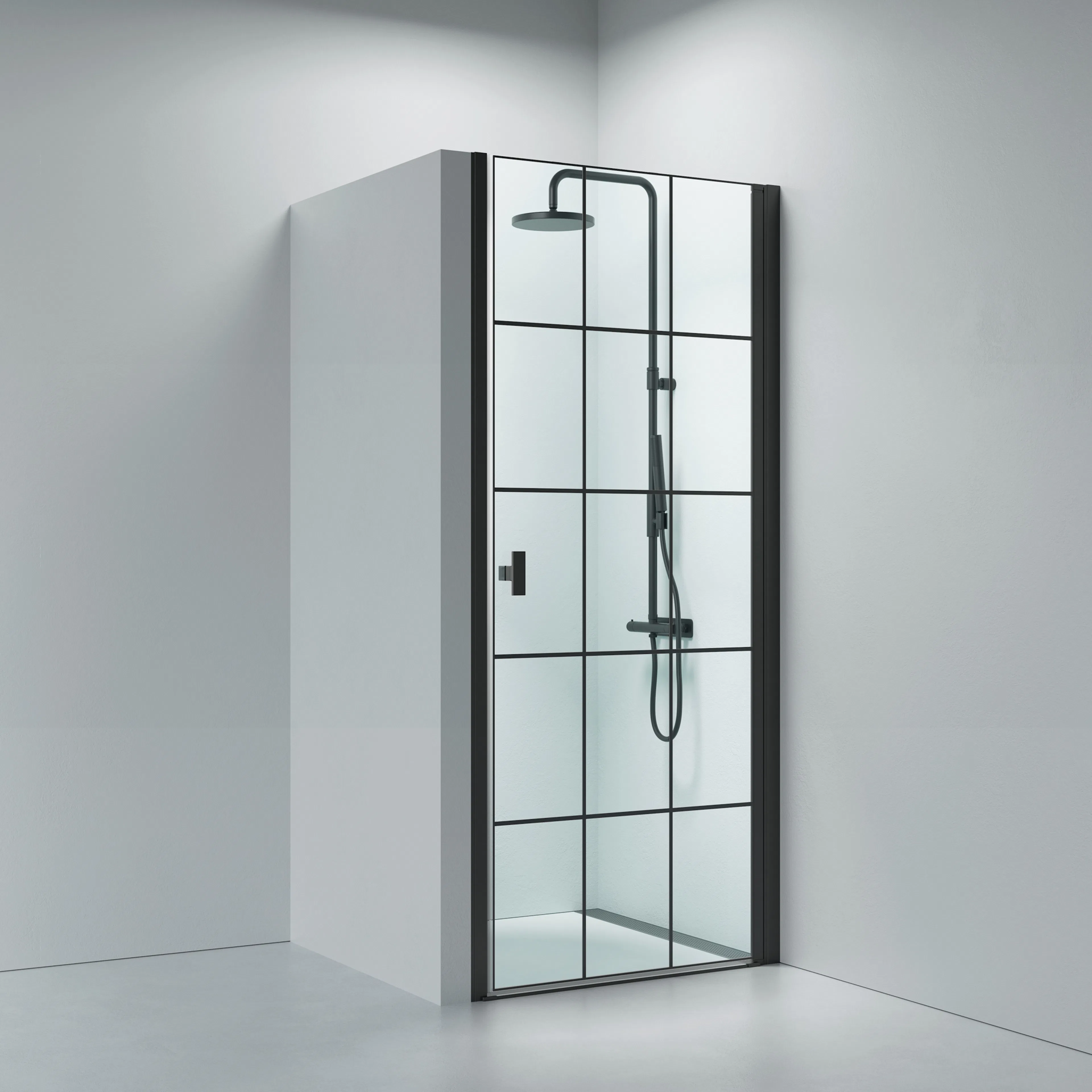 Noma 20 svängdörr höger 800 mm 6 mm glas med matt svart prof Bredd: 800 mm, Mattsvart, Höger
