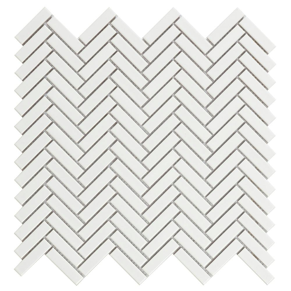 Mosaik Lhådös Fishbone White Glossy cm