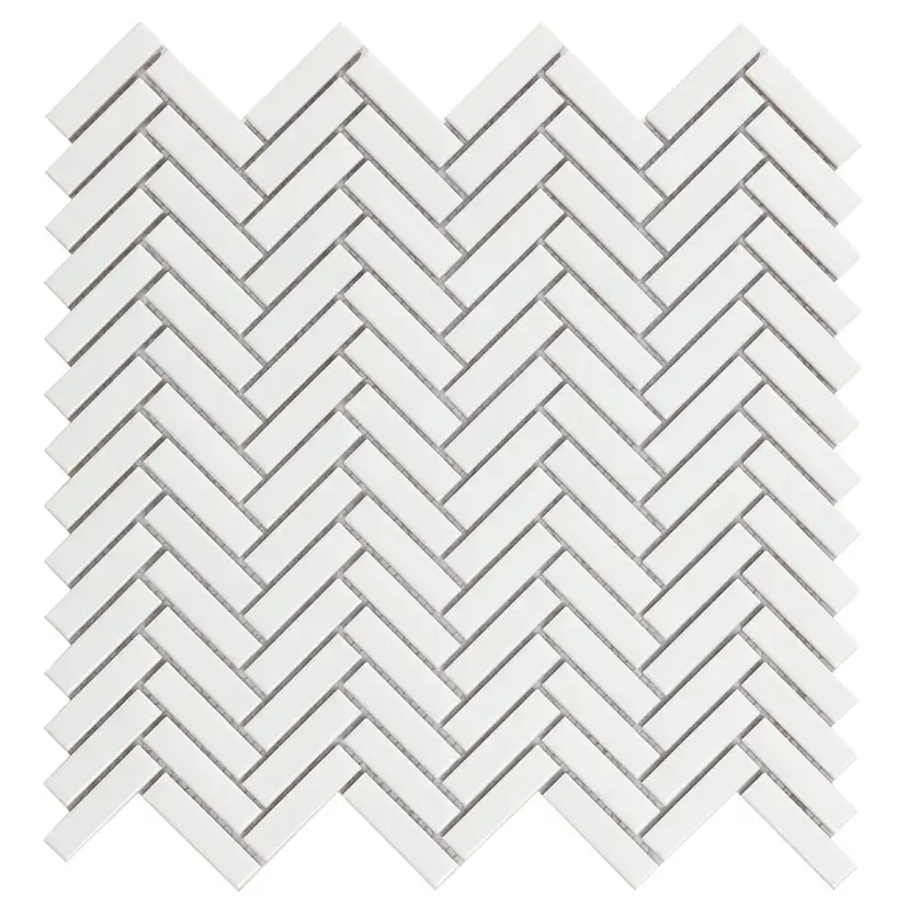 Mosaik Lhådös Fishbone White Glossy cm
