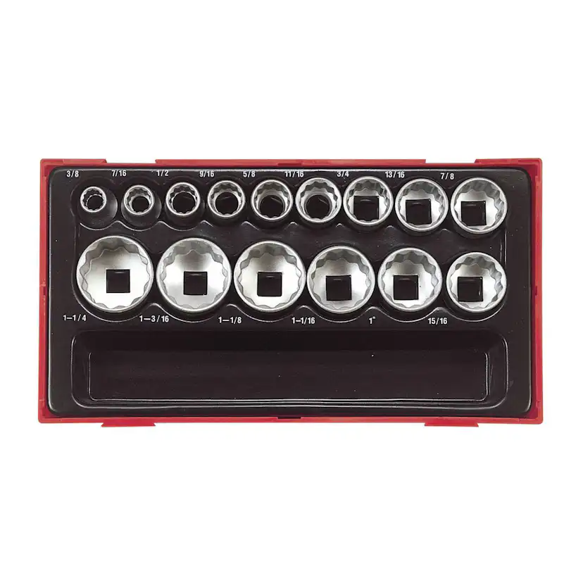 Hylssats 15 delar med 1/2 tum fyrkantsfäste Teng Tools TT1215AF