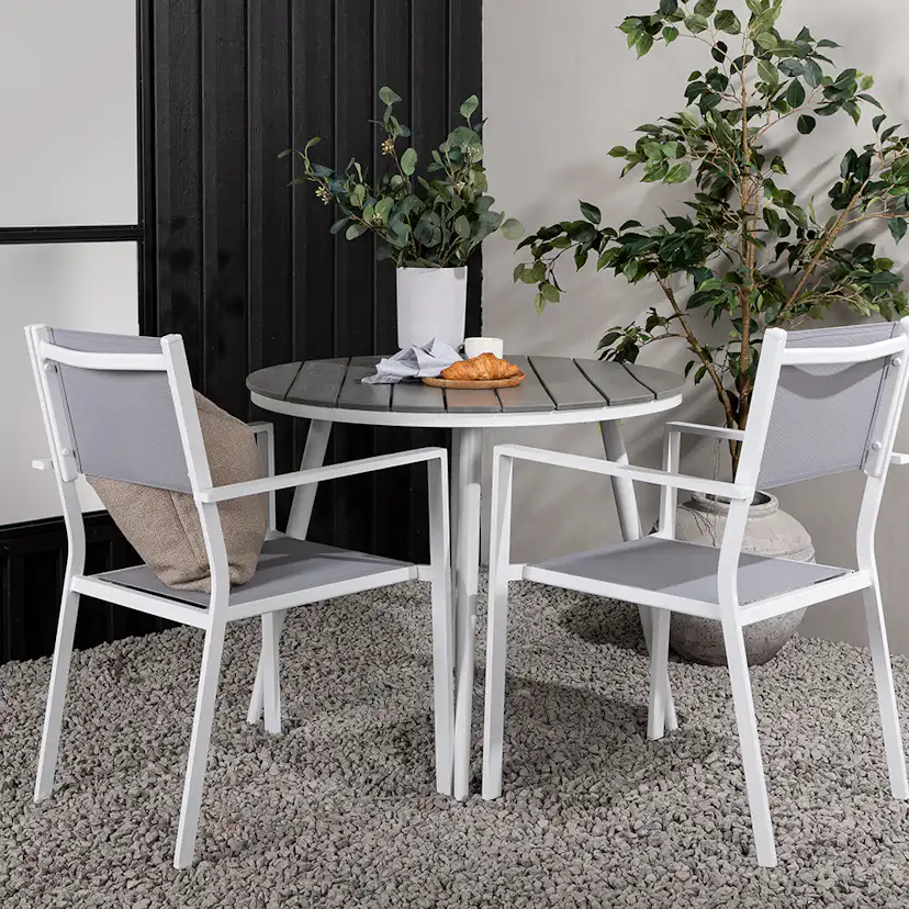 Break - Dining Table Round- White / Grey - Alu / Aintwood - Grå/Vit
