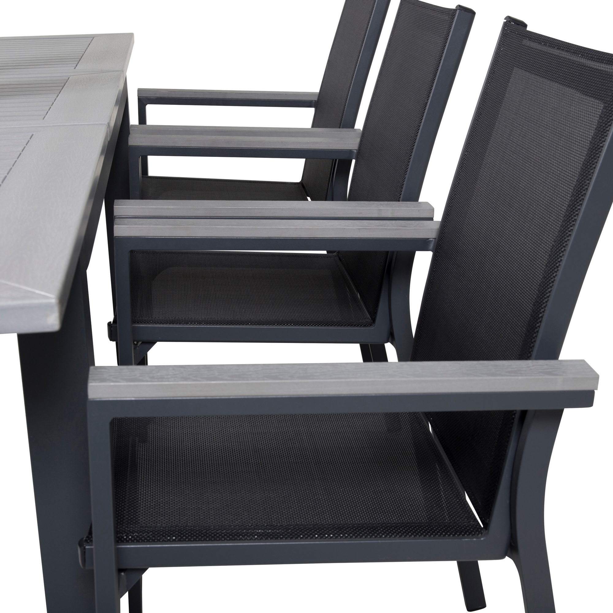 Albany Dining Table 160/240*100 - Svart Alu / Grey Aintwood+ Svart/Grå
