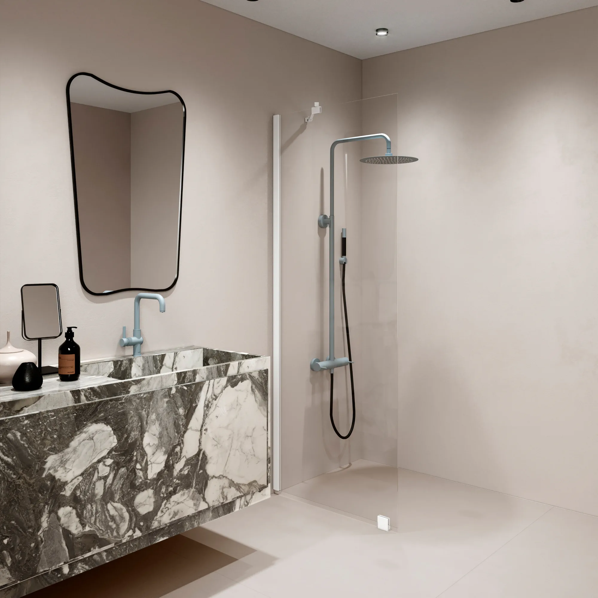 Forma 301 380x2025 mm, Klarglas, Vita Profiler