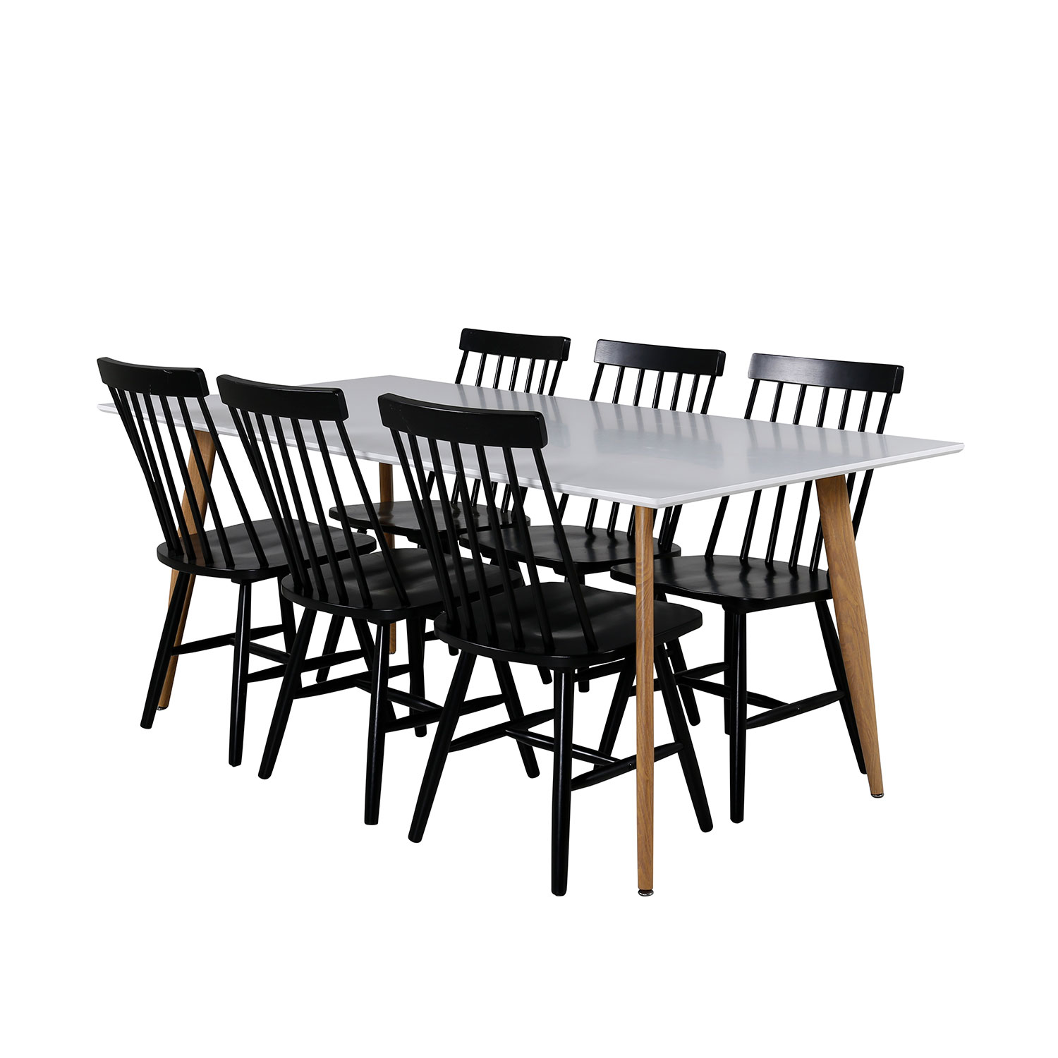 Polar Dining Table - 180*90*H75 - White / Oak, Lönneberga Wi Svart/Vit