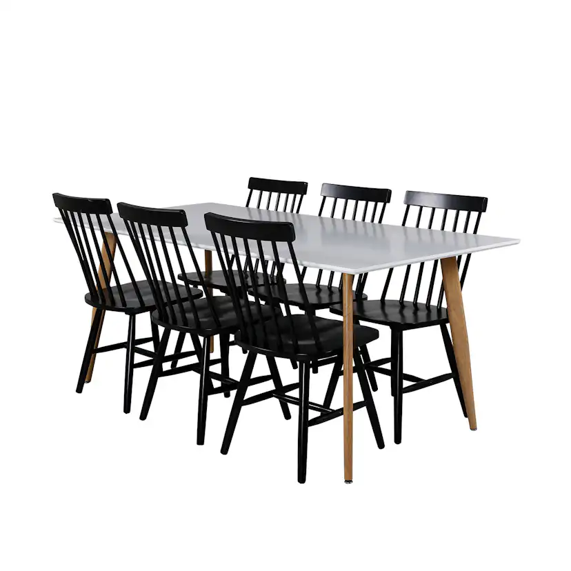 Polar Dining Table - 180*90*H75 - White / Oak, Lönneberga Wi Svart/Vit