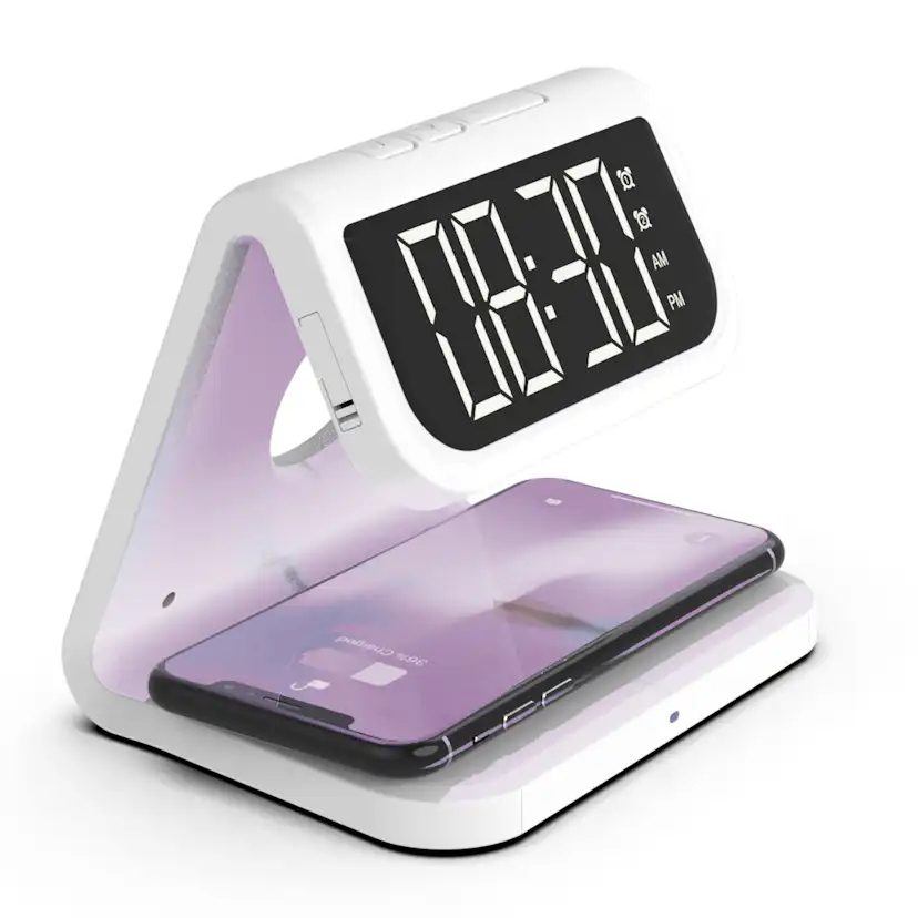 Väckarklocka Ventus med Trådlös Mobilladdning och Desinfektion