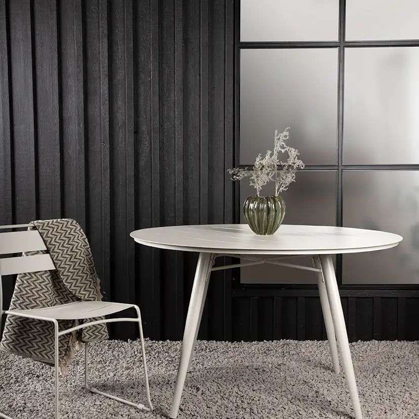 Utebord Venture Home Lina Ø120 cm Matbord i Trä & Aluminium, Beige
