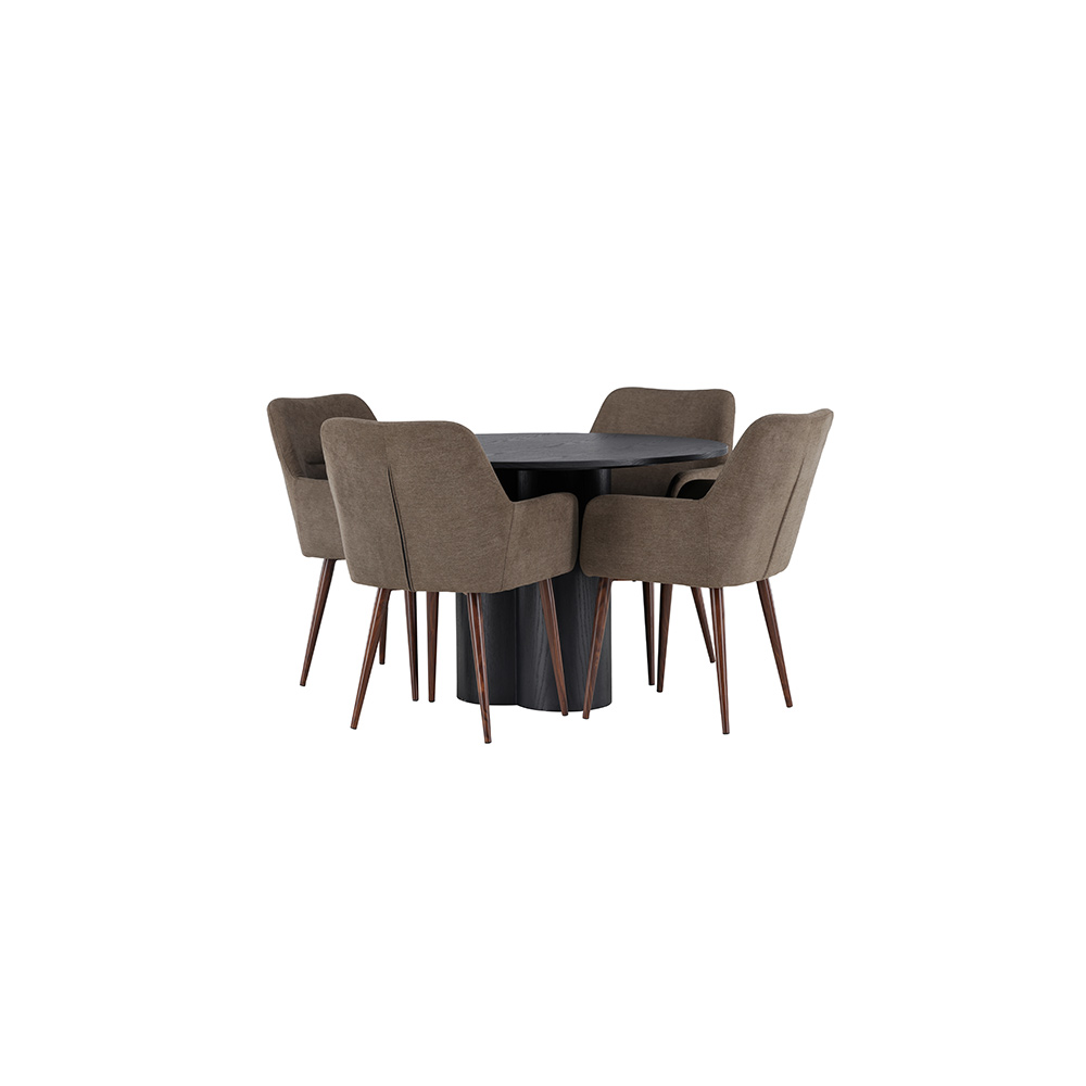 Matgrupp Venture Home Olivia Ø110 cm med 4 st Tomorrow stolar