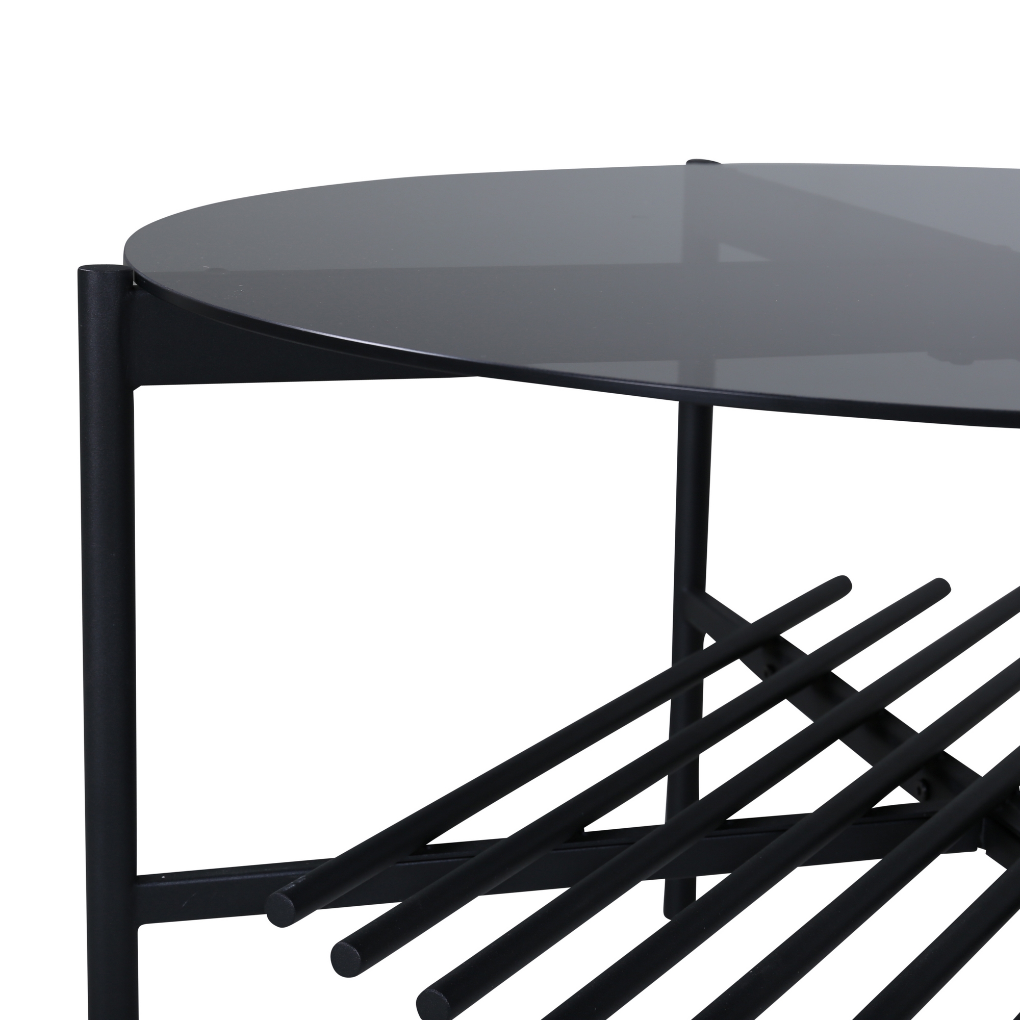 Von Staf Round Sofa Table - black / Black Smoked Glass glass Svart Glas