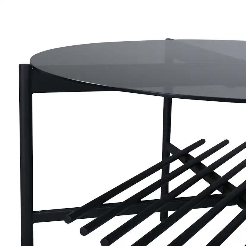Von Staf Round Sofa Table - black / Black Smoked Glass glass Svart Glas