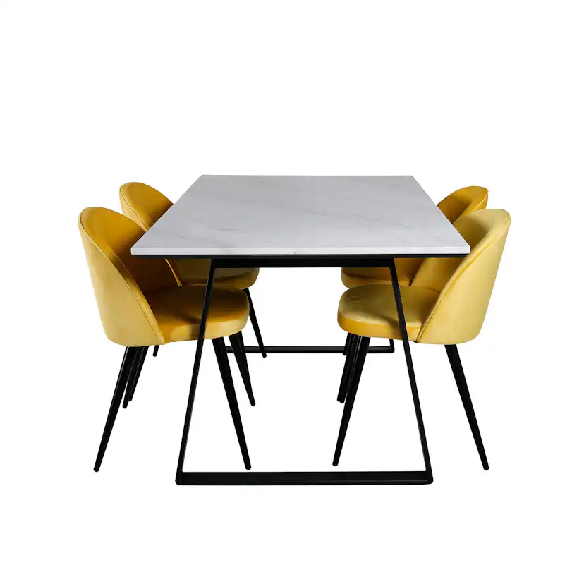 Matgrupp Venture Home Estelle med 4 Velvet stolar