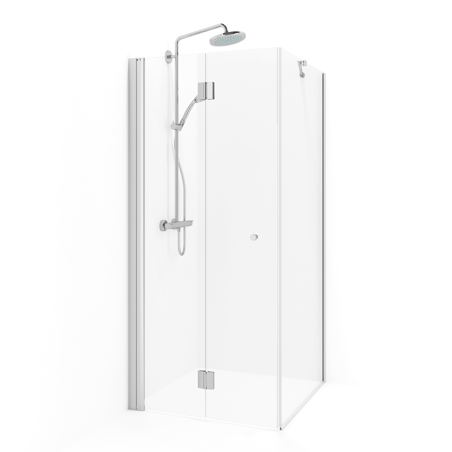 Spirit Vik sving V70D70 Vit Kl 700x700 mm, Vit, Klarglas med Knopp