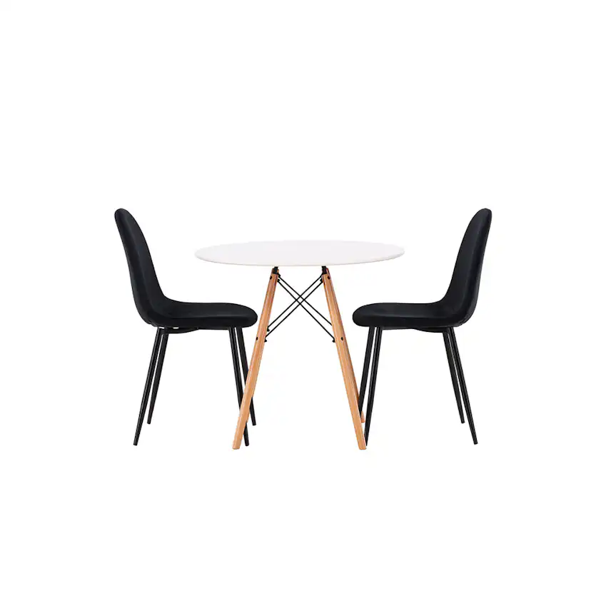Matgrupp Venture Home Danburi Ø 60 cm med 2 Polar Sammet Stolar