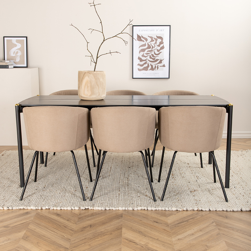 Matgrupp Venture Home Paris med 6 Bergen Stolar Polyesterlinen