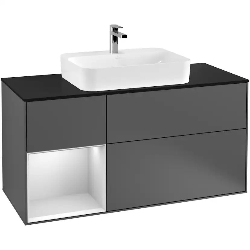 Tvättställsskåp Villeroy & Boch Finion med 3 Lådor Hylla och Bänkskiva för Ytmonterat Tvättställ