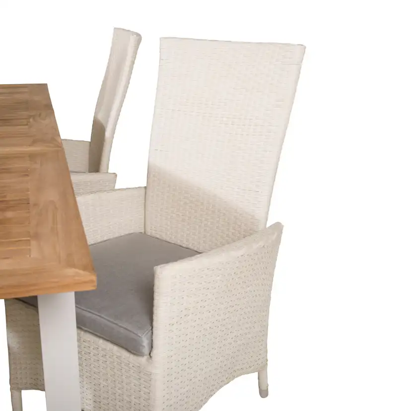 Panama Dining Table 152/210*90 - White Alu / Teak+Padova Arm Blanka Ben
